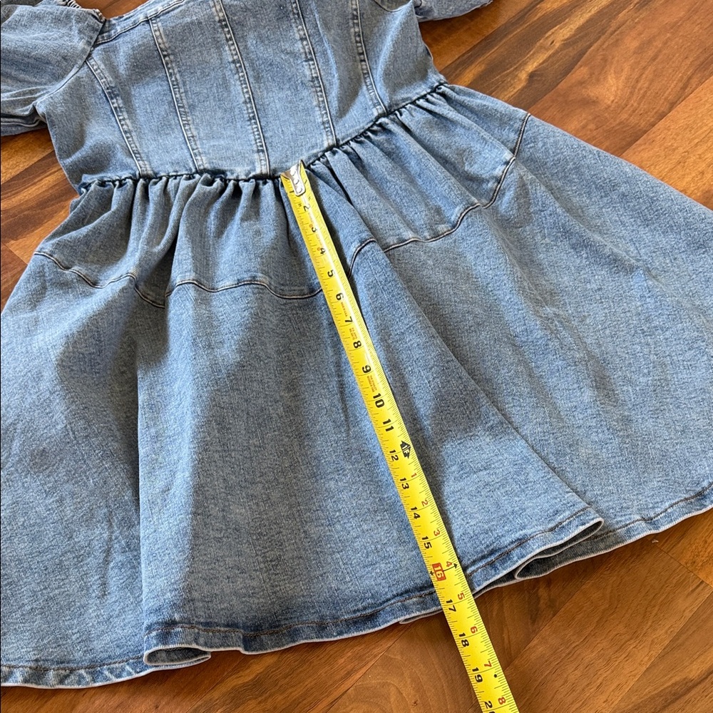 Softer Denim Dress with Puff Sleeves sz M (NWT) - Picture 7 of 15